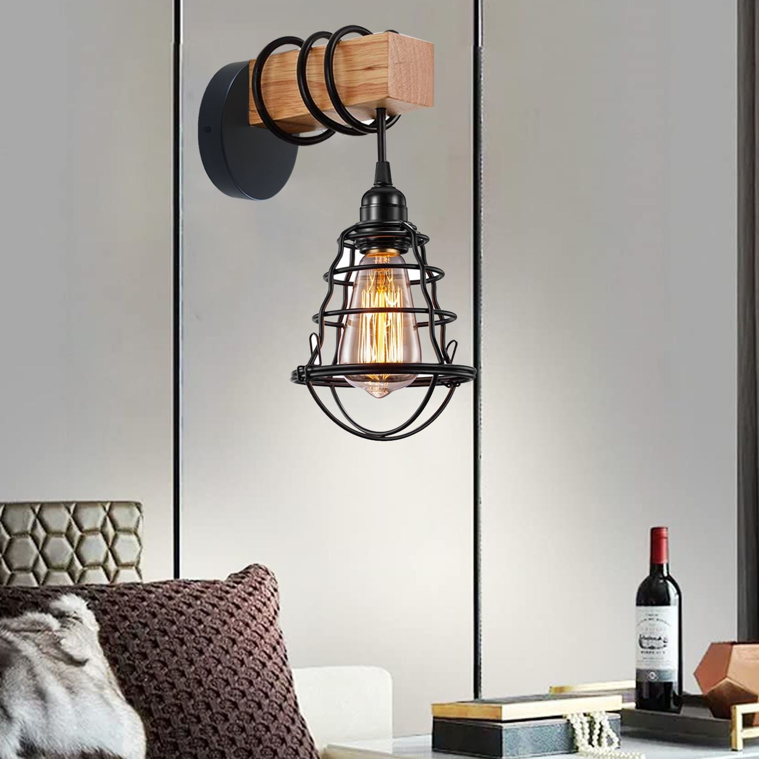 Vintage indoor Wall Light Black Metal Modern Wall Lamp UK~1342 - LEDSone UK Ltd