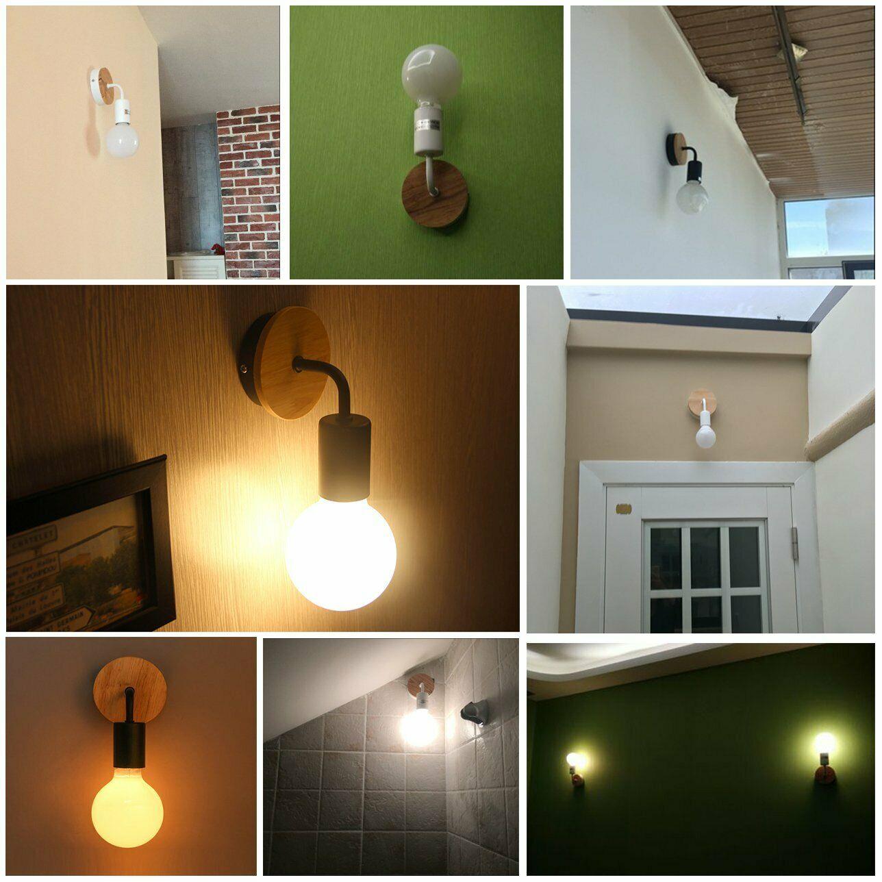 Retro Vintage Industrial Wood Wall Sconce Light Loft Rustic Lamp Light Fixture~1415 - LEDSone UK Ltd