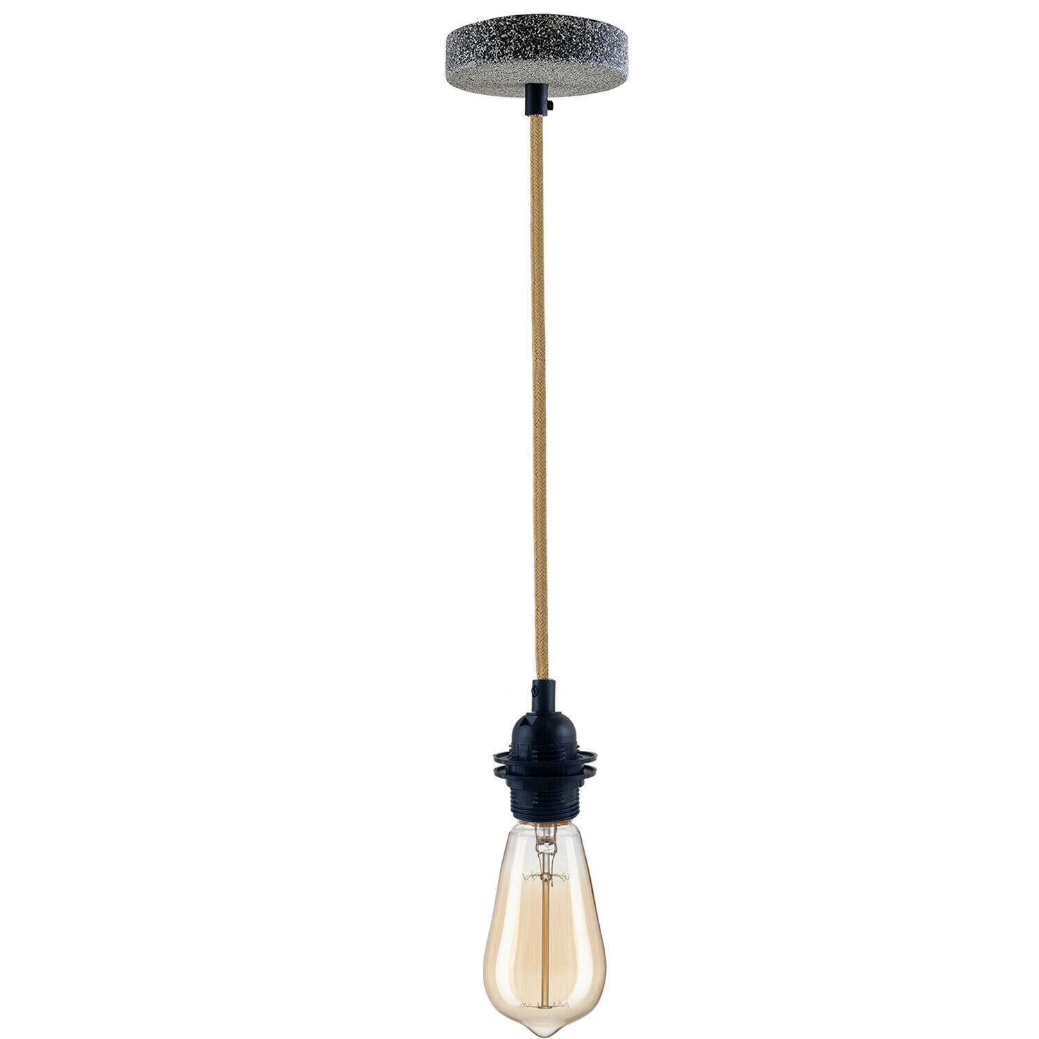 Industrial Vintage Retro Ceiling Rose Fabric Flex Hanging Pendant Lamp Holder~1245 - LEDSone UK Ltd