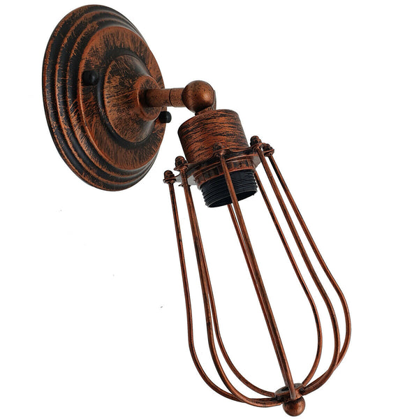 Vintage Industrial Cage Wall Sconce Ceiling Light Porch Lamp ~3549 – Rustic Red / No