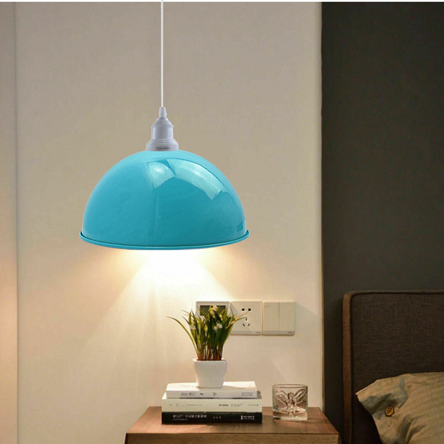 2 Pack Vintage Industrial Ceiling Light Blue Pendant Light Retro Loft Style Metal Shade Lamp~3572 - LEDSone UK Ltd