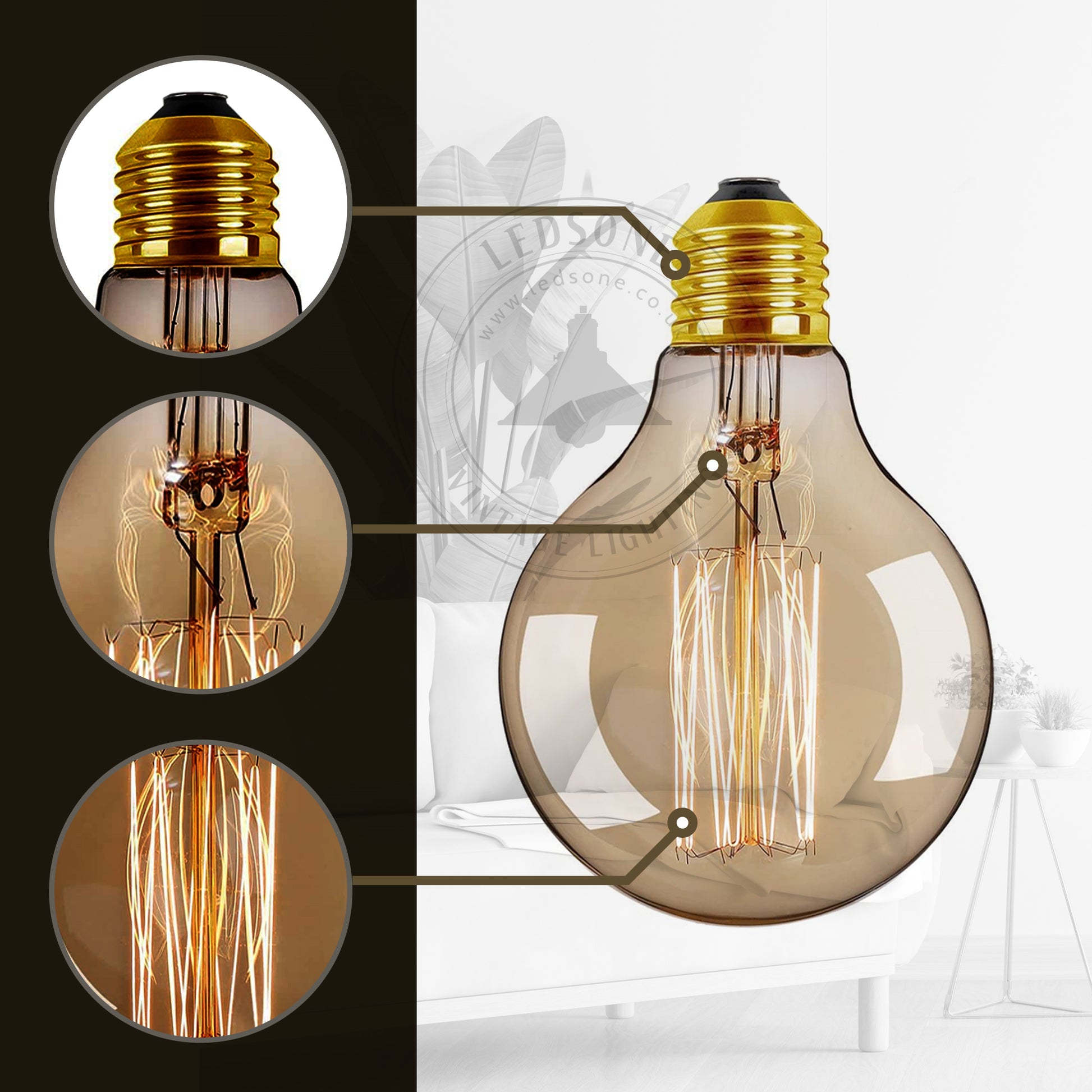 Portalu00e1mparas Tipo Edison De Tilo Retro, Enchufe De Luc