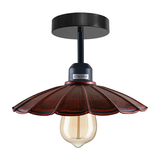 Moderne industriële retro metalen plafond hanglamp ~1402 – Rustiek Rood / Met lamp
