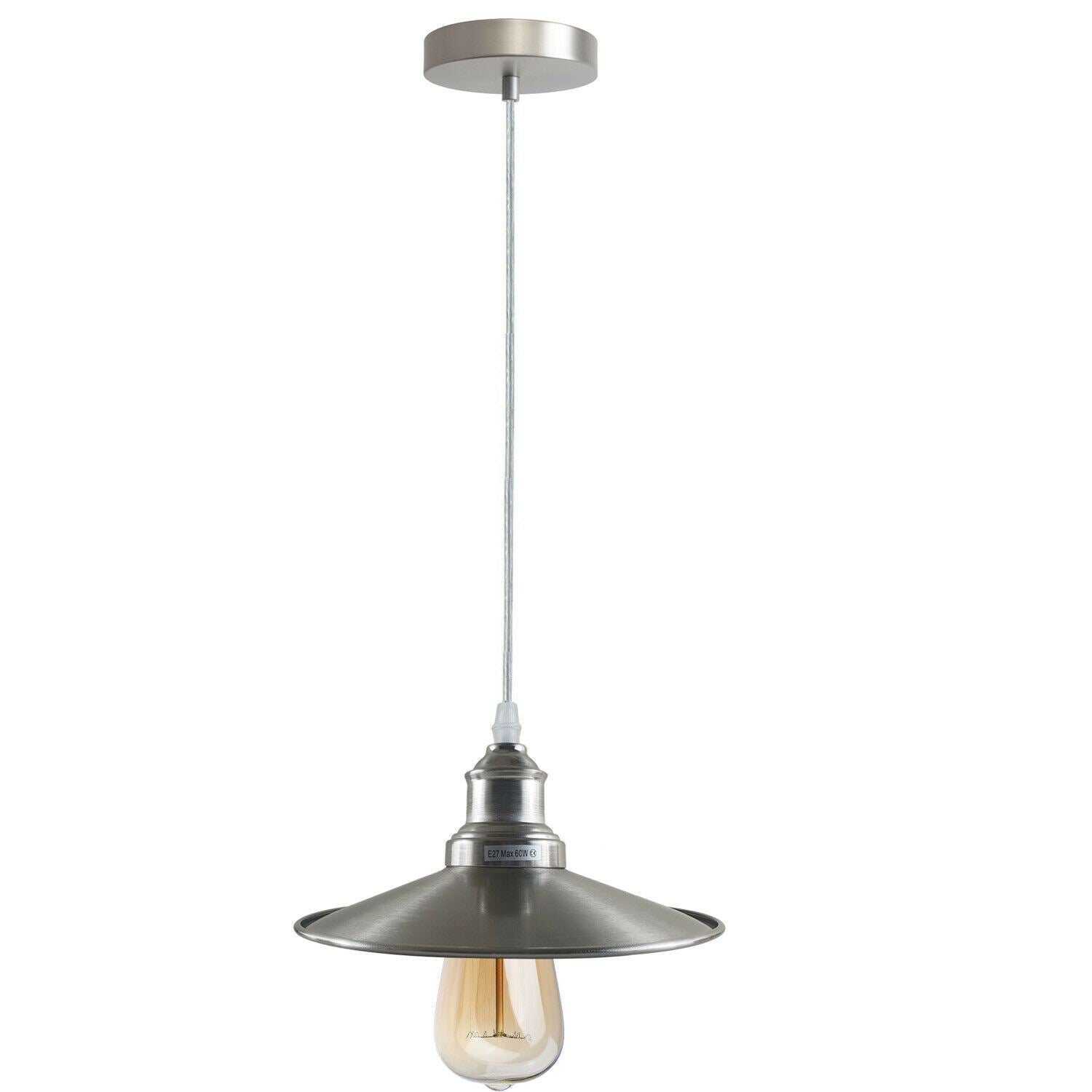 Industrial Pendant Light, Metal Hanging Ceiling Lights Fixture with Metal Flat Shade~1275 - LEDSone UK Ltd