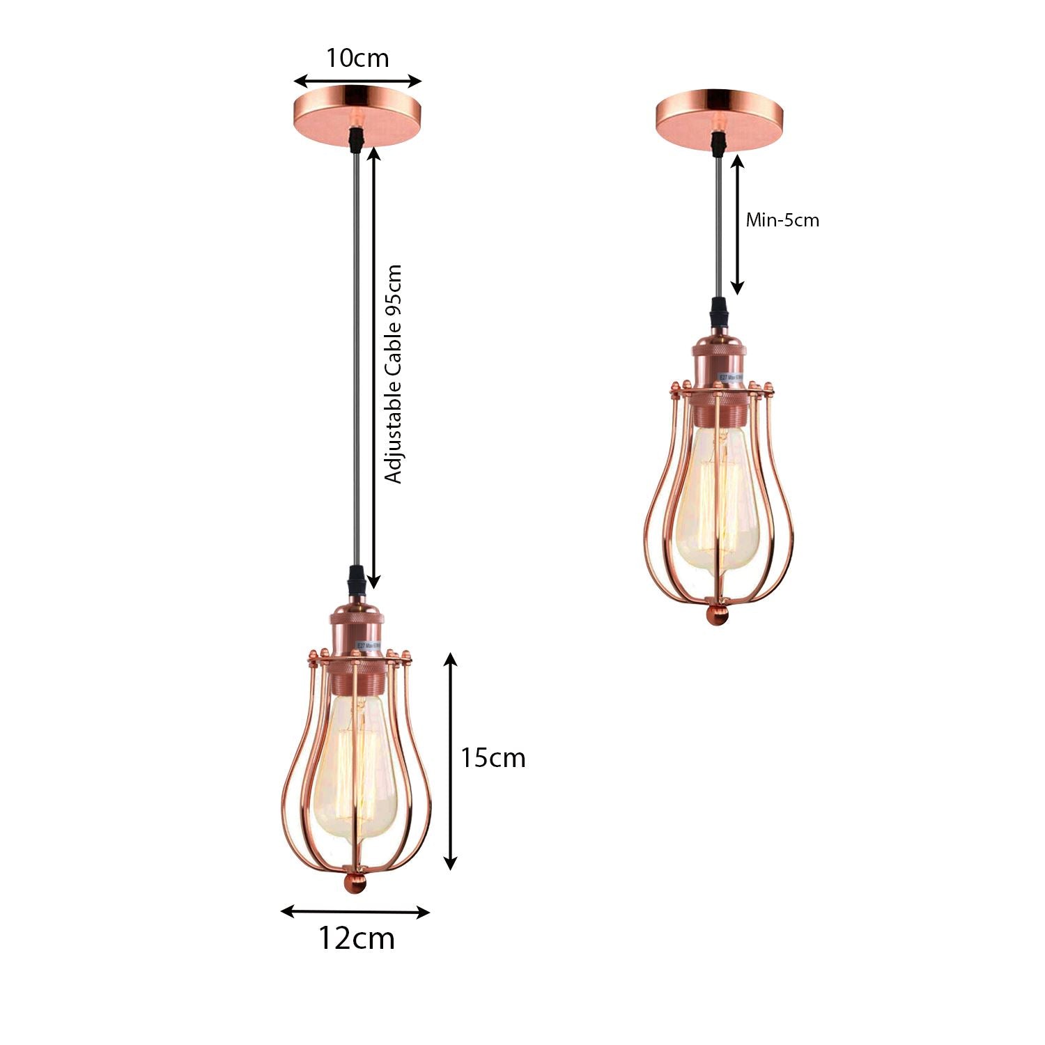 Ceiling Rose Balloon Cage Hanging Pendant Lamp Holder Light Fitting Lighting Kit UK~1193 - LEDSone UK Ltd