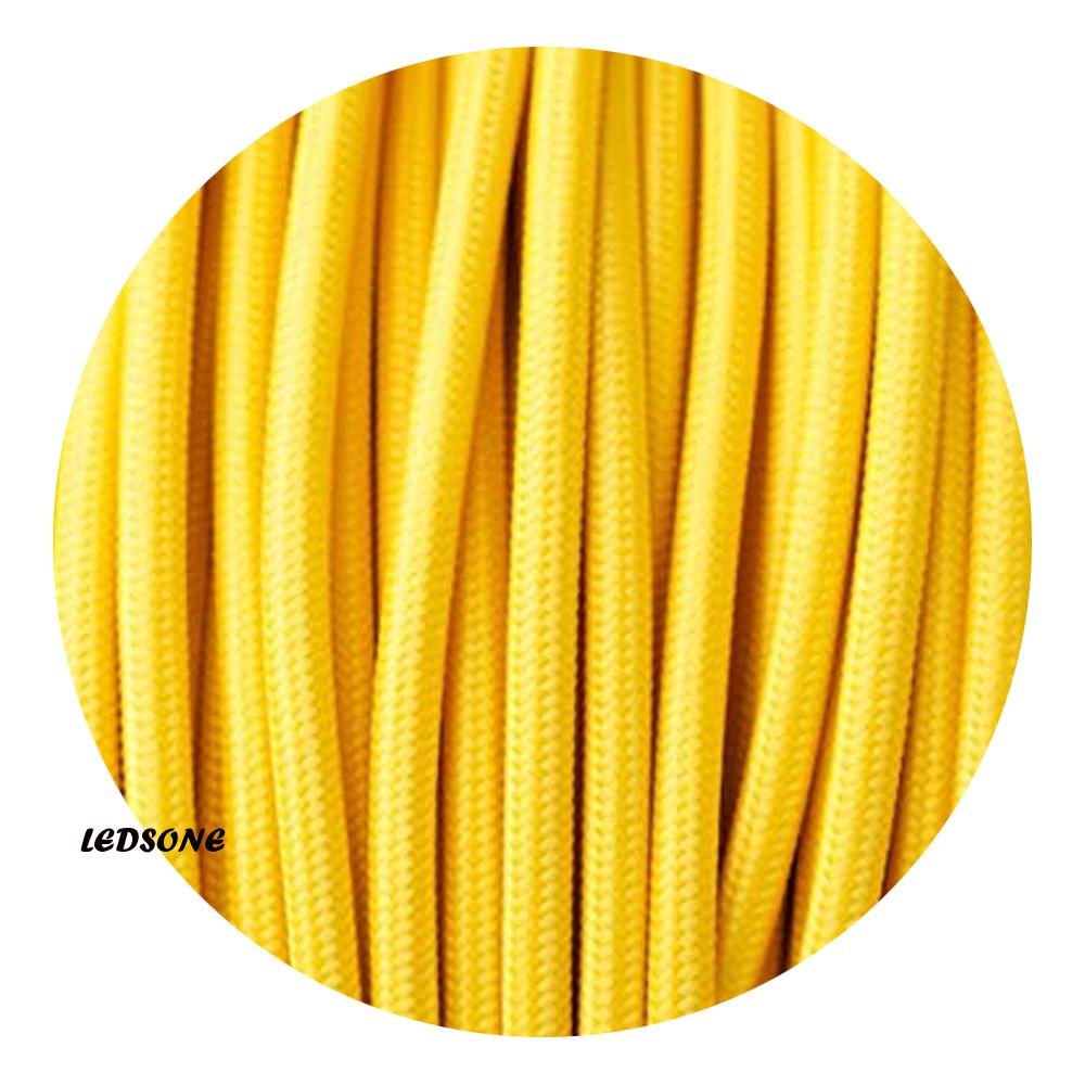 3 core Round Vintage Braided Fabric Yellow Cable Flex 0.75mm