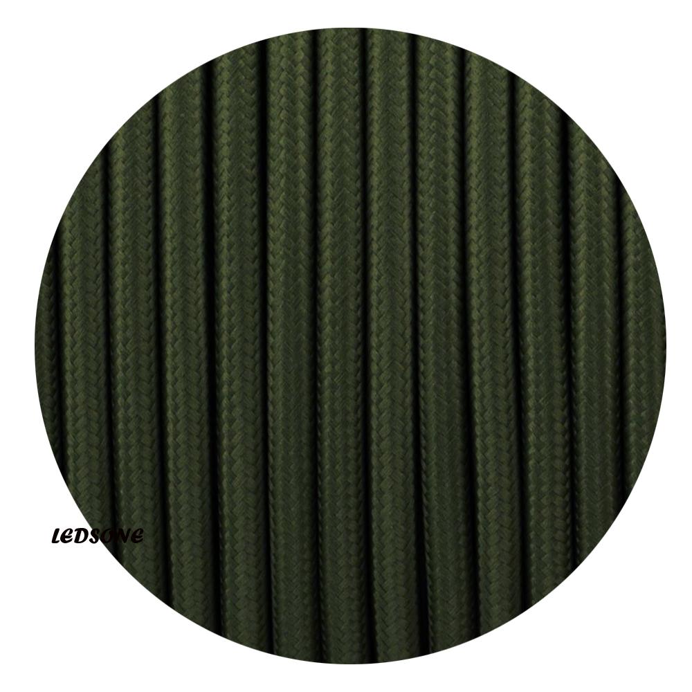 3 core Round Vintage Braided Fabric Army Green Cable Flex 0.75mm