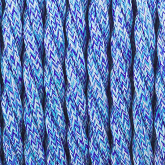 3 Core Twisted Blue Multi Tweed Vintage Electric fabric Cable Flex 0.75mm - Shop for LED lights - Transformers - Lampshades - Holders | LEDSone UK