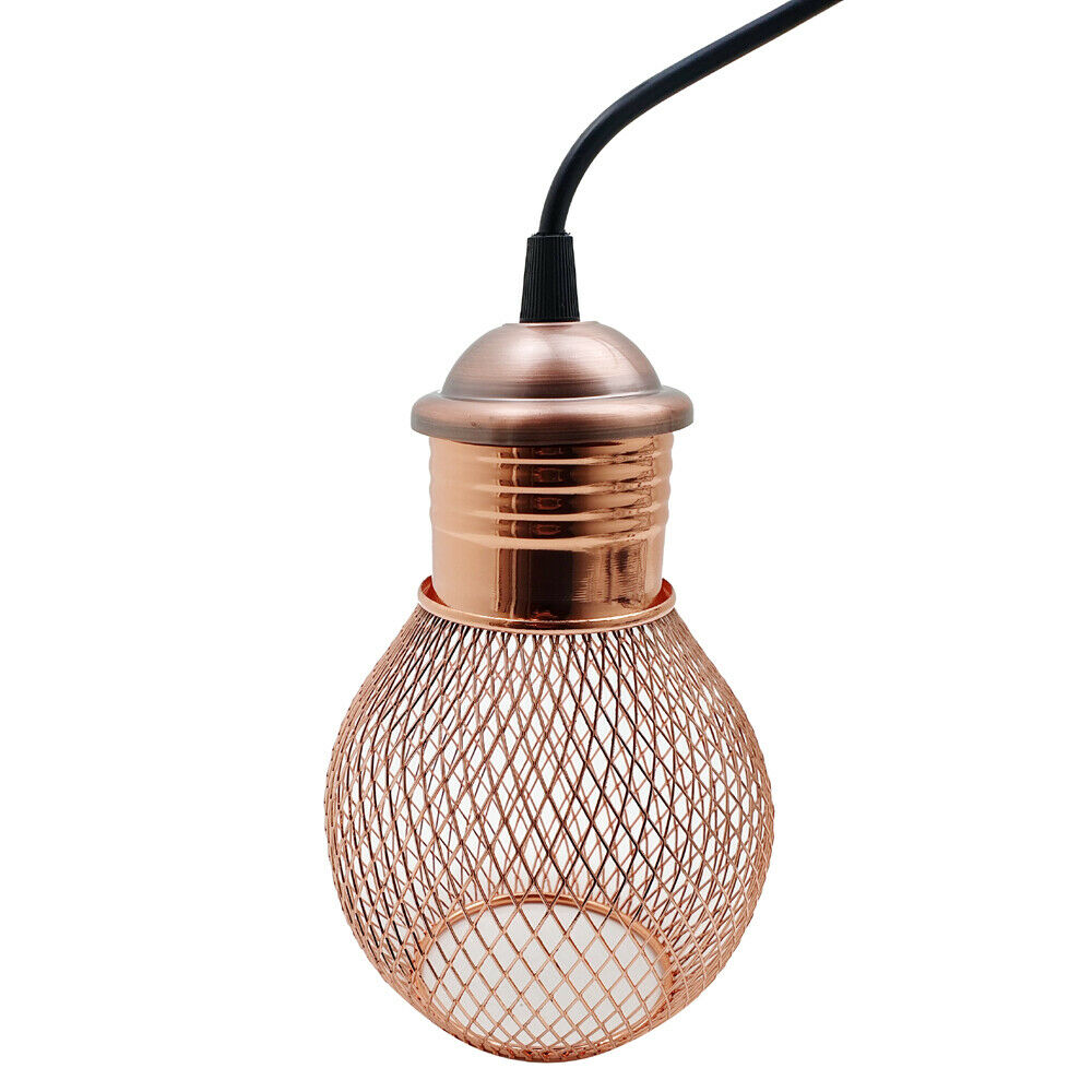 3 Way Pendant Light Wire Cage Rose Gold (5)