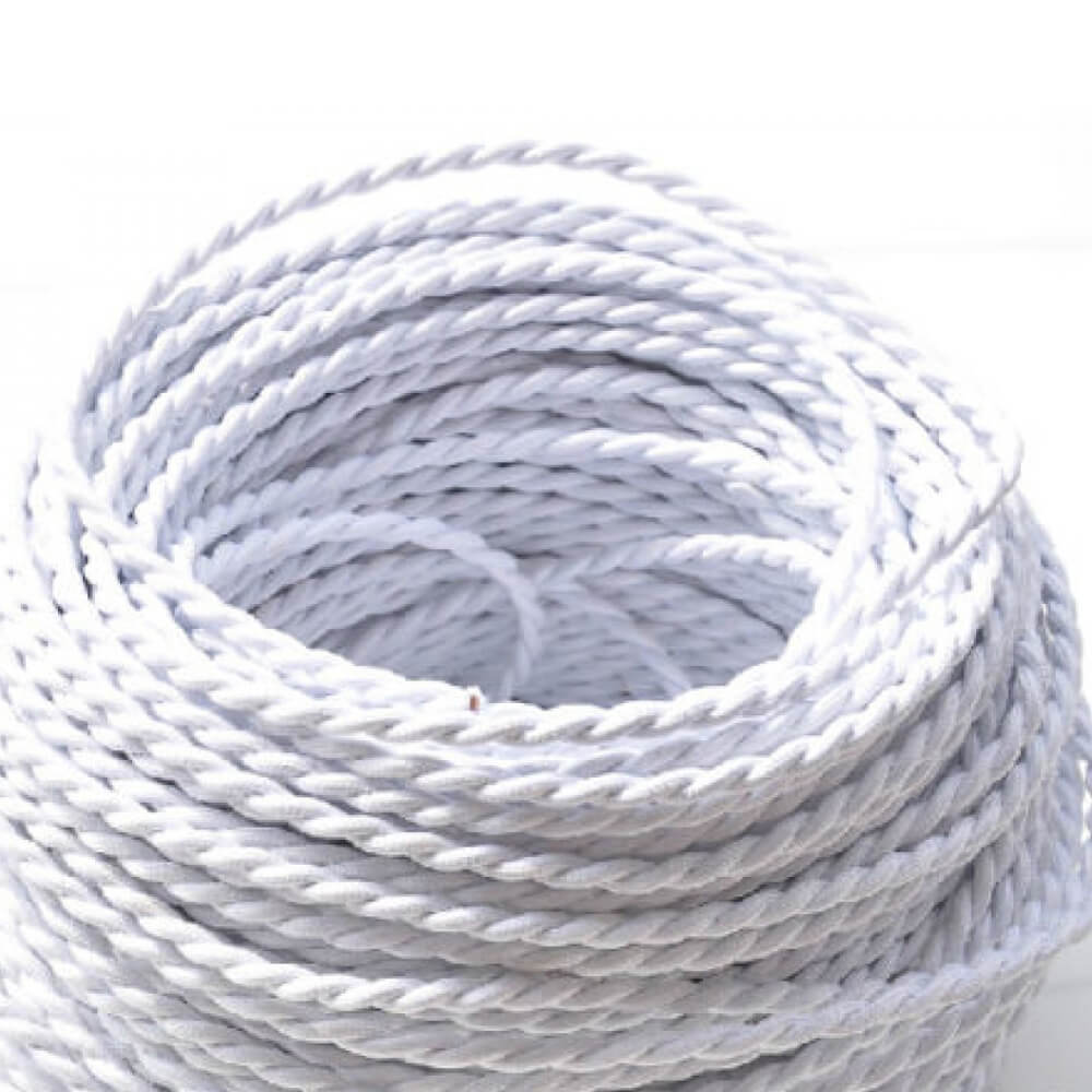 2 Core Twisted Electric Cable White color fabric 0.75mm - Shop for LED lights - Transformers - Lampshades - Holders | LEDSone UK