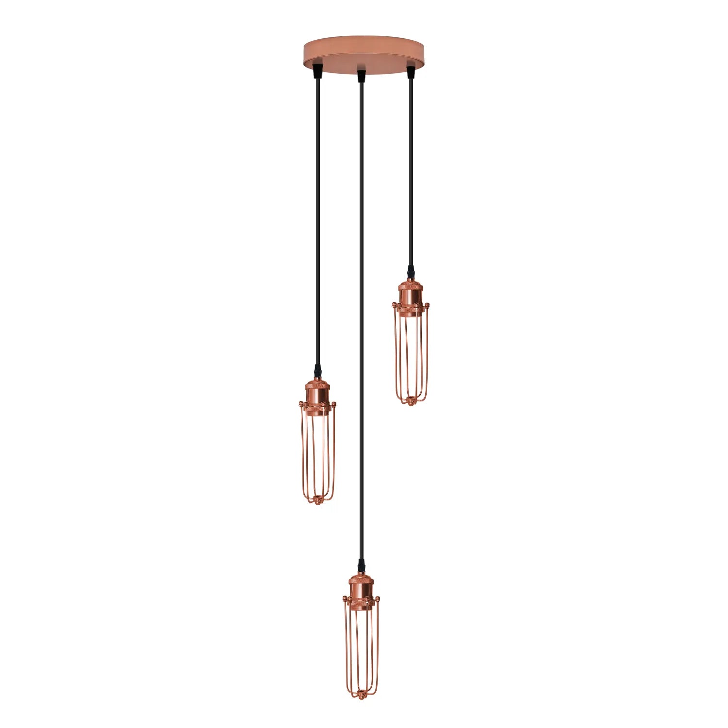 E27 Rose Gold Wire Cage Ceiling Retro Pendent Light Hanging Lamp