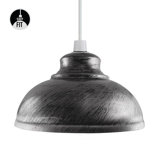 Brushed Silver Retro Ceiling Pendant Light Lamp Shade Easy Fit Cafe Kitchen Dining Lampshade~2087