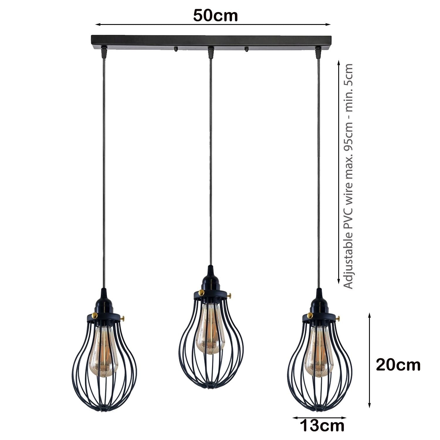 Retro Industrial Black Indoor Hanging Adjustable Pendant Light Big Vase Cage Ceiling Chandelier~3398 - LEDSone UK Ltd