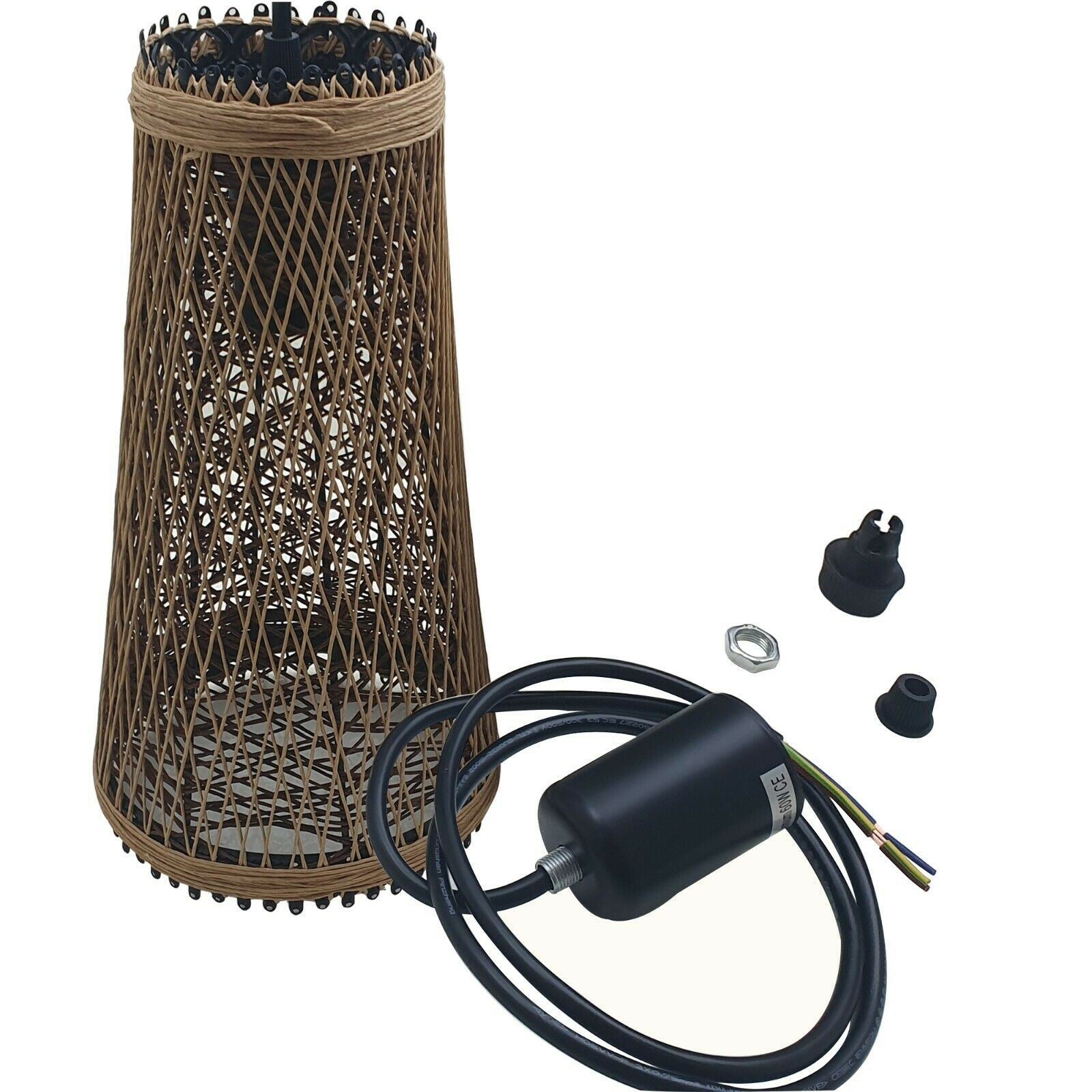 Modern Pendant Light Rattan Wicker Basket Ceiling Pendant Light Kit~1332 - LEDSone UK Ltd