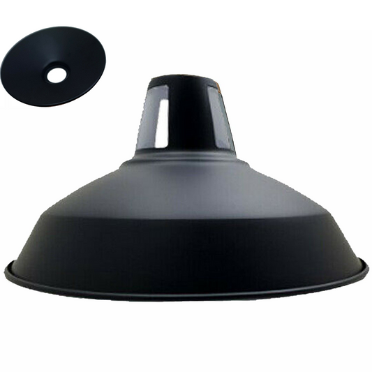 Industrial Style Barn Slotted Lamp Shade Metal Black Ceiling Pendant Light Shade~1065