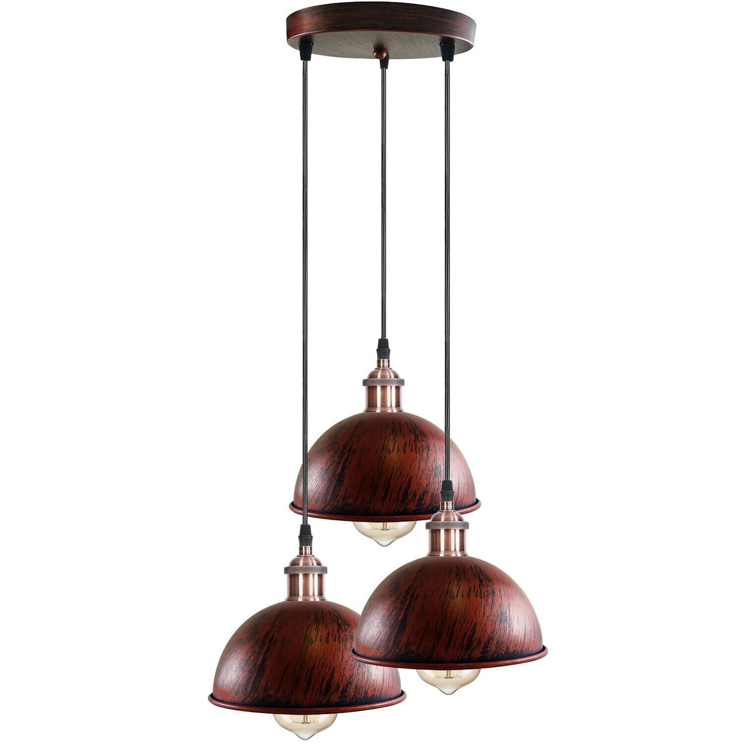 Vintage Industrial Retro 3Head Dome Ceiling Pendant Lamp Shade Light 