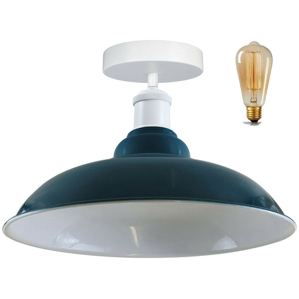 Metalen plafondlampenkappen voor gangen ~1192 – Met lamp / Blauw