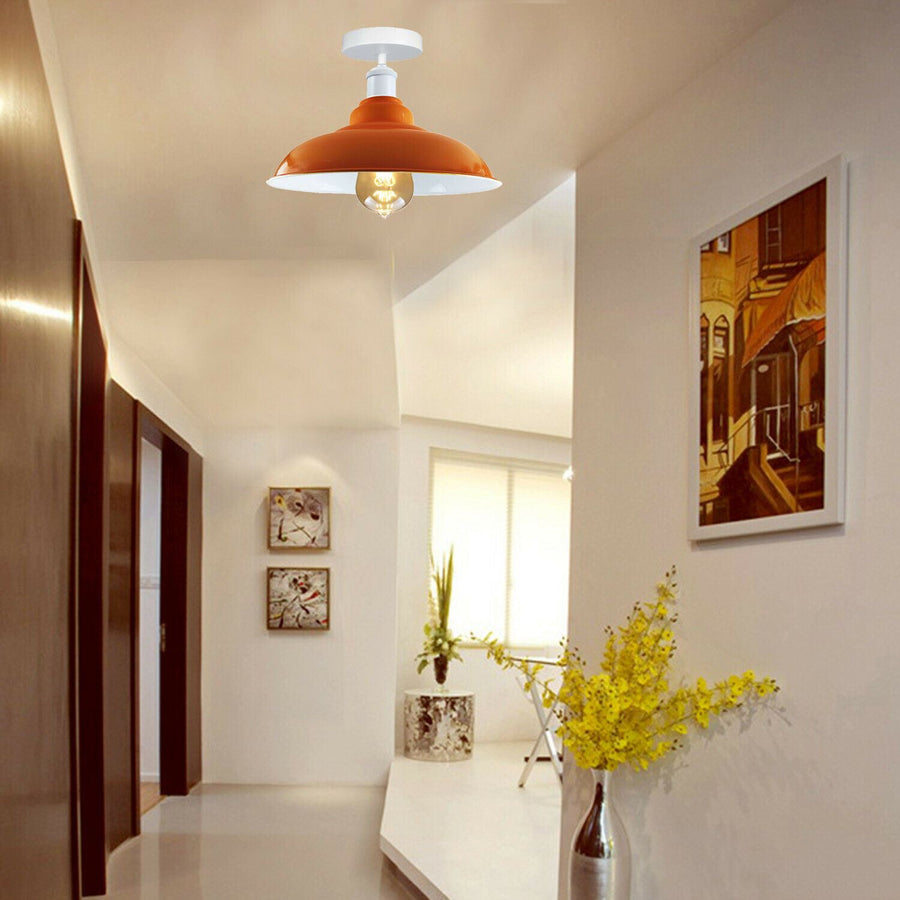 Metal flush ceiling lights fitted in a hallway