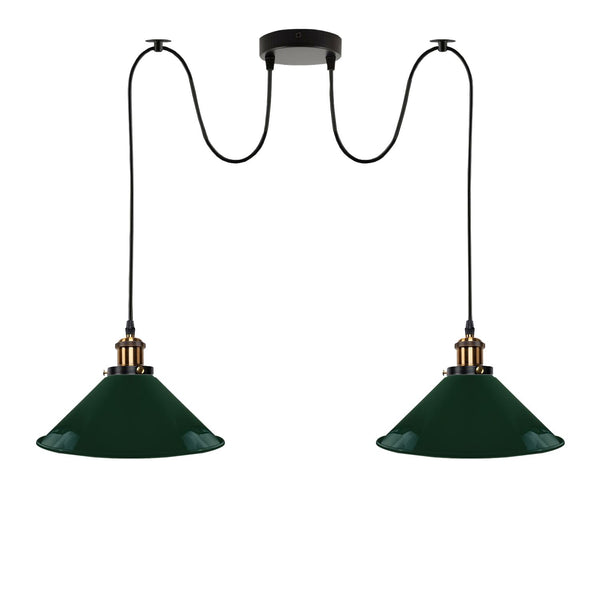 2-way Retro Industrial ceiling cable E27 Hanging lamp pendant light~3403 – Green / yes