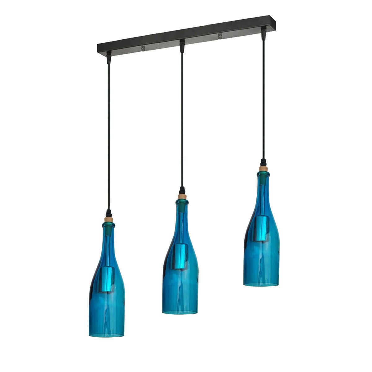 Industrial Ceiling Pendant Light 3Wine Bottle Cluster Glass Lampshade~1345 - LEDSone UK Ltd