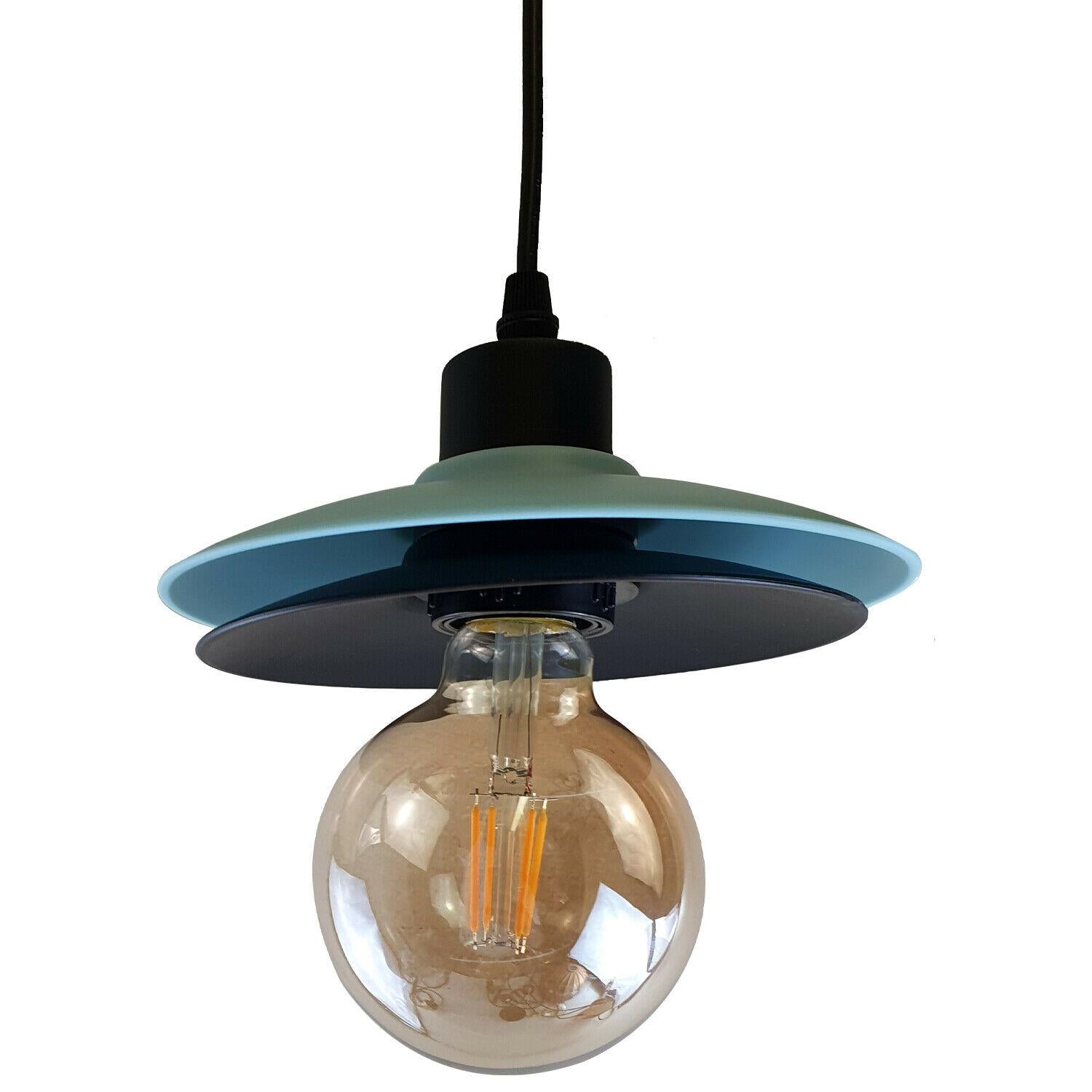 Double Shade Black And Blue Ceiling Hanging Pendant Light~1430 - LEDSone UK Ltd