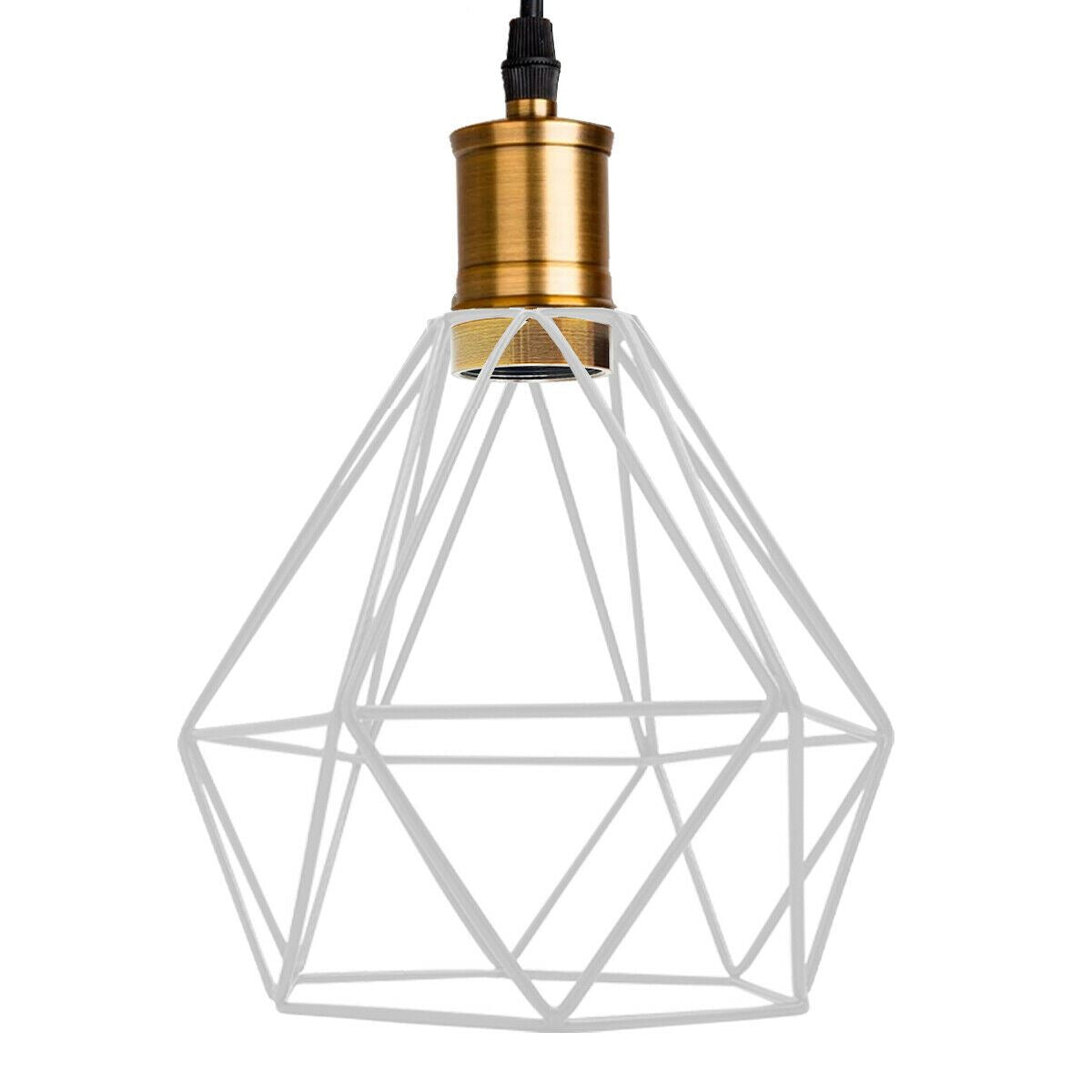 Industrial Retro style 3-Light Pendant lights Adjustable Cord with Diamond Metal Cages~1255 - LEDSone UK Ltd