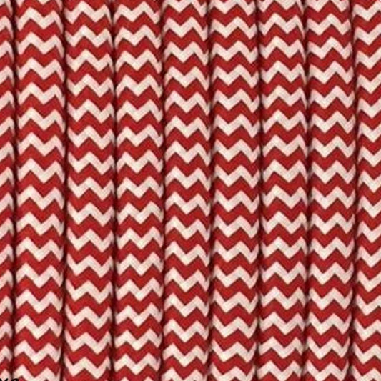 3 core Round Vintage Braided Fabric Red & White Cable Flex 0.75mm
