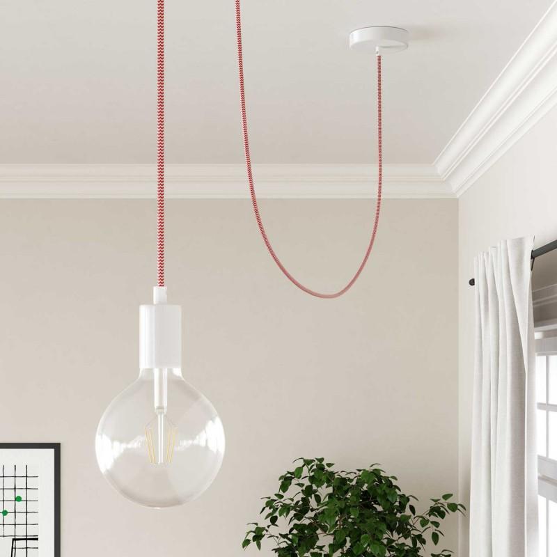 3-adrige runde rot-weiße Vintage italienische geflochtene Stoffkabel Flex 0,75 mm DE - Shop für LED-Leuchten - Transformatoren - Lampenschirme - Halter | LEDSone DE