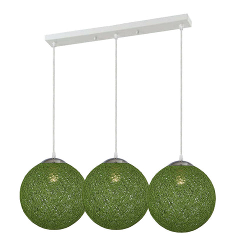 Green Chandeliers Ceiling Lights Nordic Creative Round Hemp Ball Hand Woven Rattan~1880