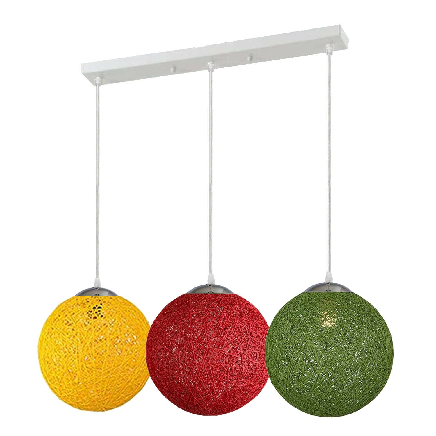 Multi Outlet Lattice Wicker Colour Rattan Globe Ball Style Ceiling Pendant Light Lampshade~1876 - LEDSone UK Ltd