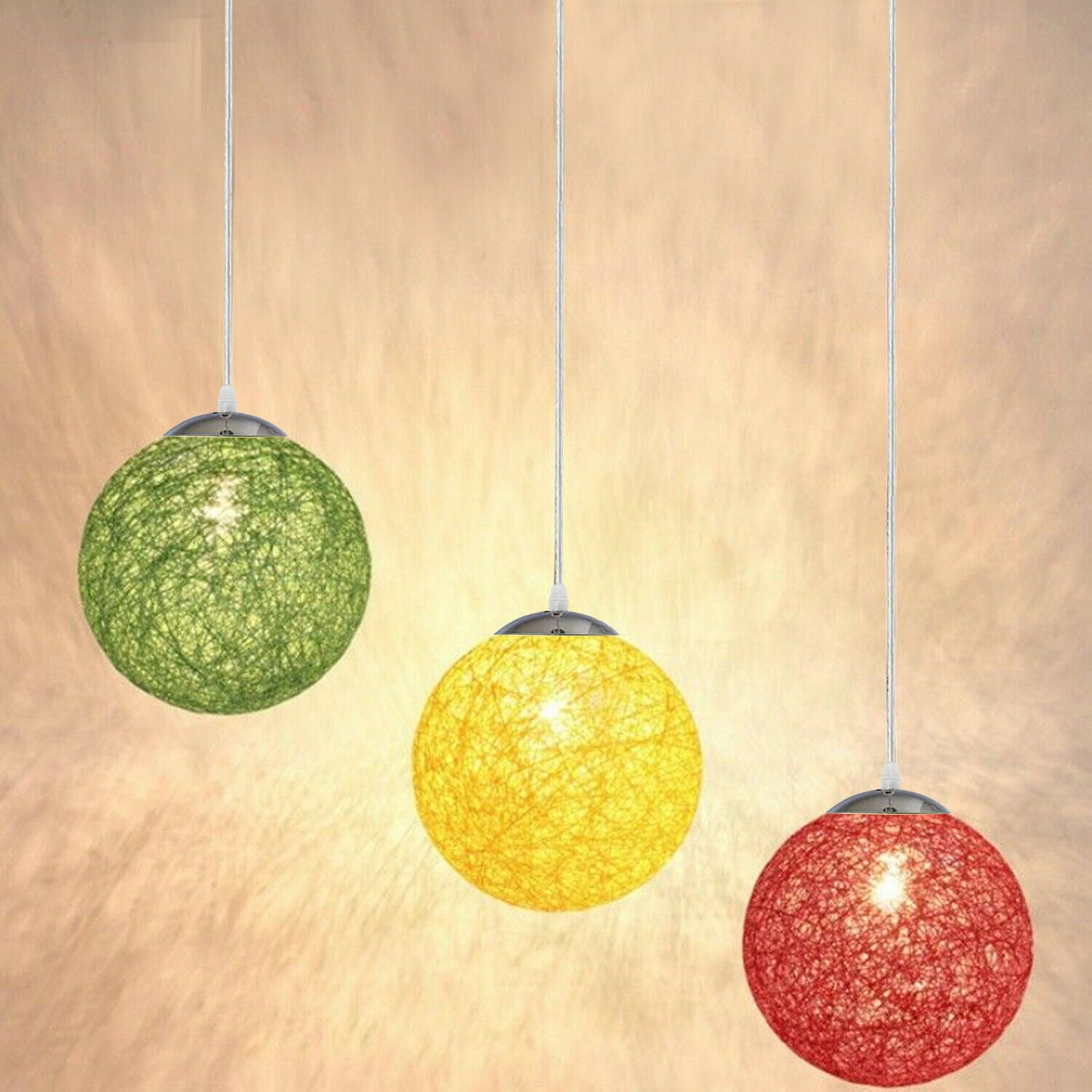 Multi Outlet Lattice Wicker Colour Rattan Globe Ball Style Ceiling Pendant Light Lampshade~1876 - LEDSone UK Ltd