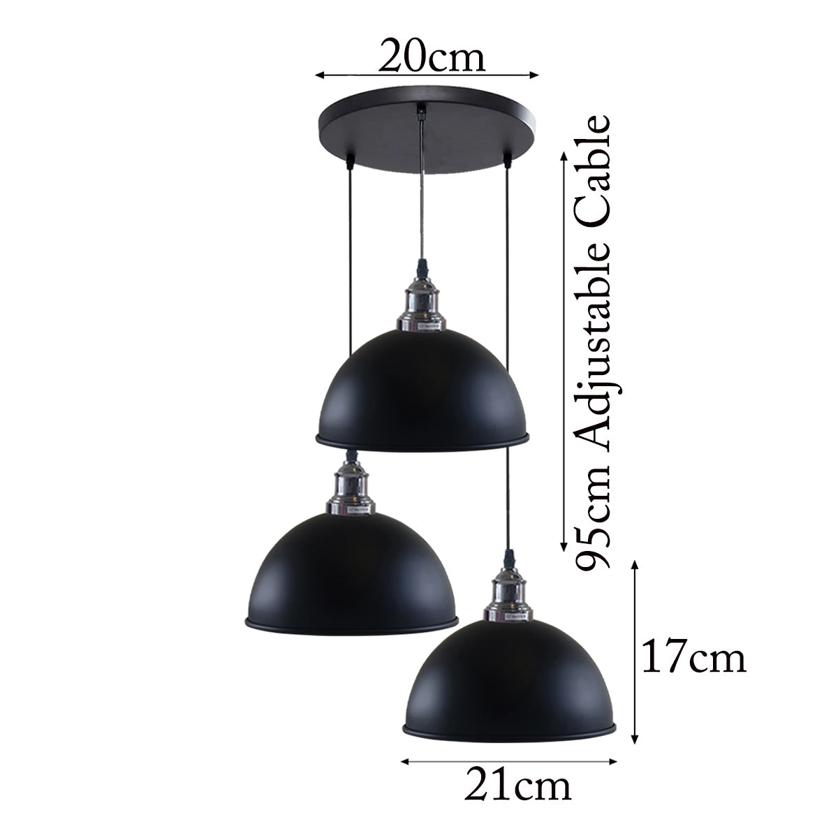 3 Head Vintage Industrial Adjustable Hanging Ceiling Pendant Light E27~1597 - LEDSone UK Ltd