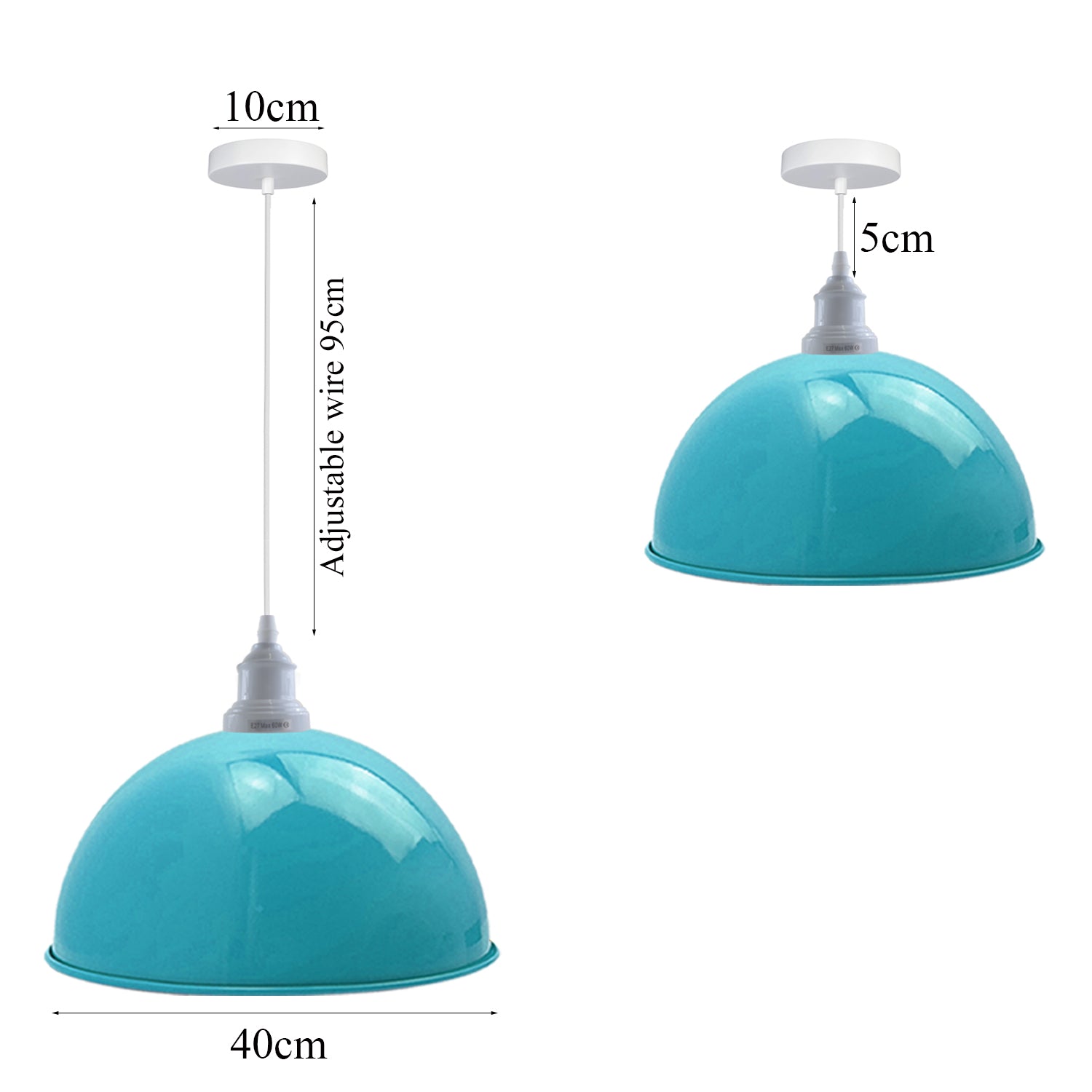3 Pack Vintage Industrial Ceiling Light Blue Pendant Light Retro Loft Style Metal Shade Lamp~3571 - LEDSone UK Ltd
