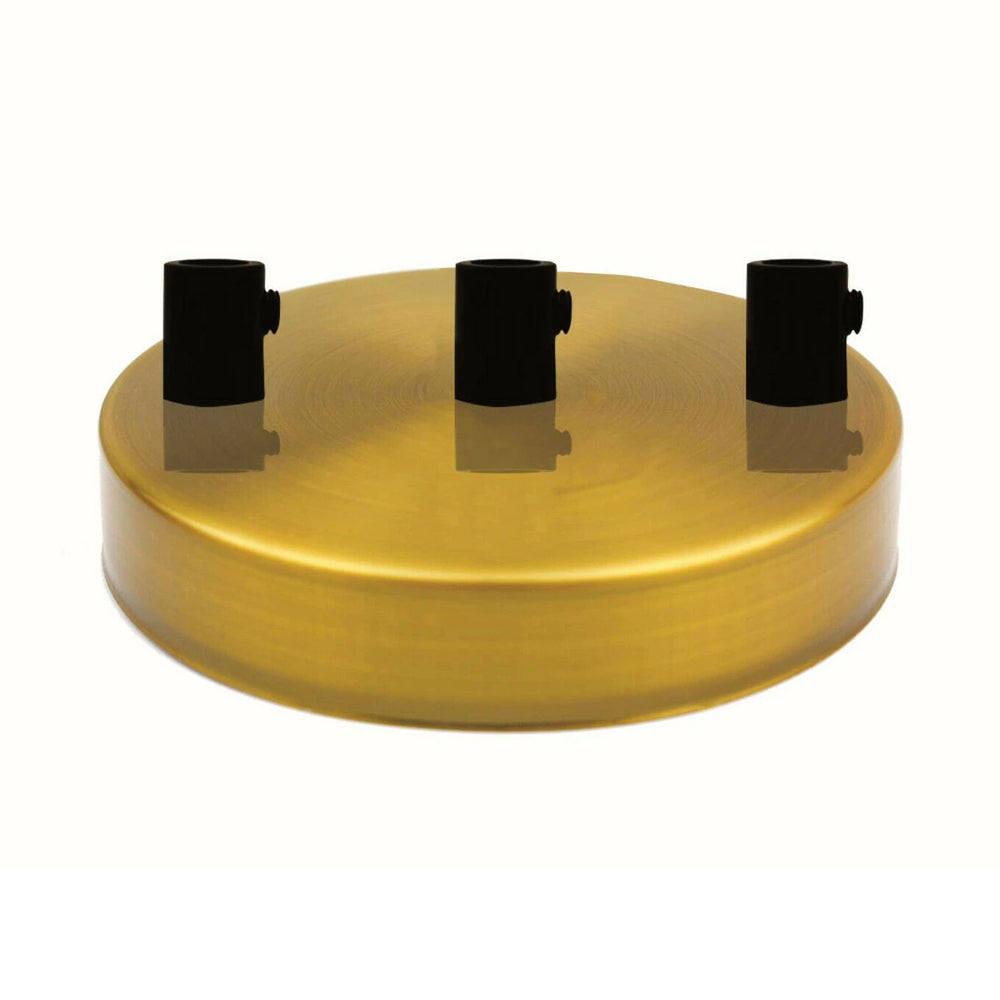3 Outlet Yellow Brass Metal Ceiling Rose 120x25mm - Shop for LED lights - Transformers - Lampshades - Holders | LEDSone UK