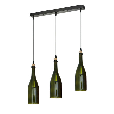 Industrial Ceiling Pendant Light 3Wine Bottle Cluster Glass Lampshade~1345