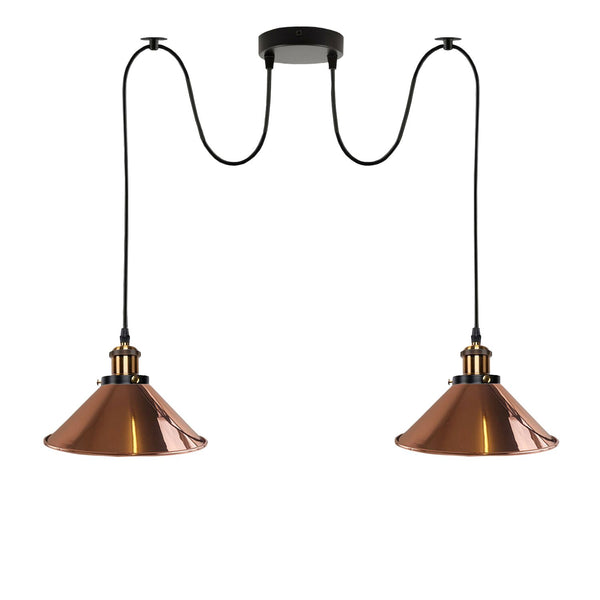 2-way Retro Industrial ceiling cable E27 Hanging lamp pendant light~3403 – Rose Gold / yes