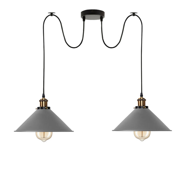 2-way Retro Industrial ceiling cable E27 Hanging lamp pendant light~3403 – Grey / yes