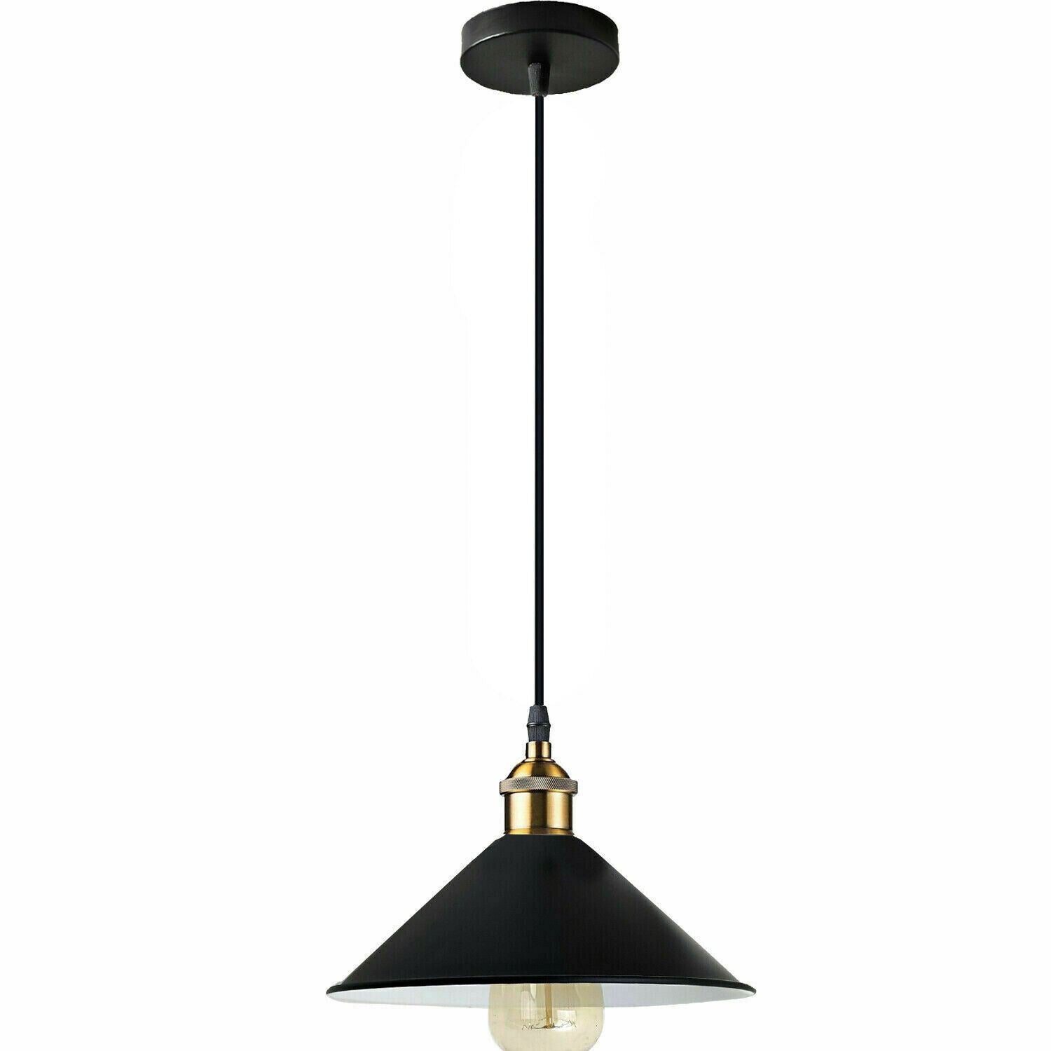 Retro Industrial Black Ceiling Pendant Light Metal Lamp Shade With 95cm Adjustable Cable~1354 - LEDSone UK Ltd