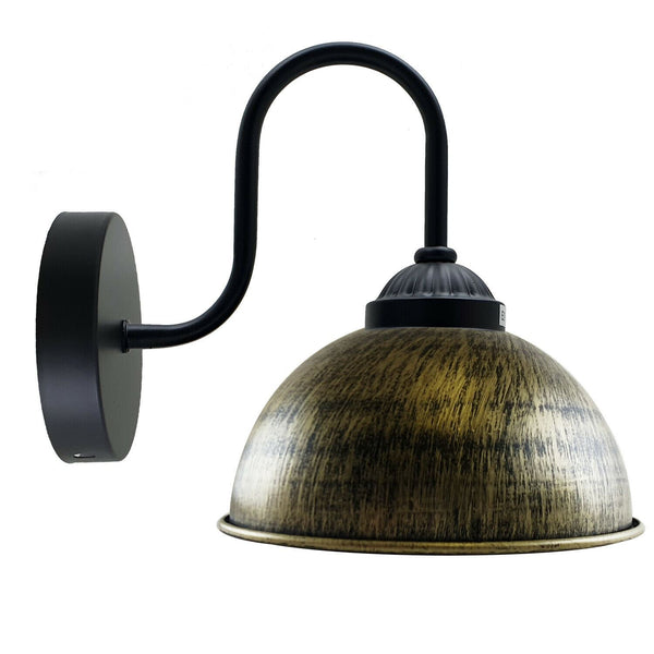 Retro Wall Lamp with Dome Metal Shade, E27 Indoor Wall Lighting Fixtures~1264 – Without Bulb / Brushed Brass