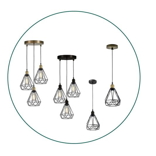 Vintage Industrial Retro Suspended 3 Head Ceiling Pendant Light Lampshade Light~2063 - LEDSone UK Ltd