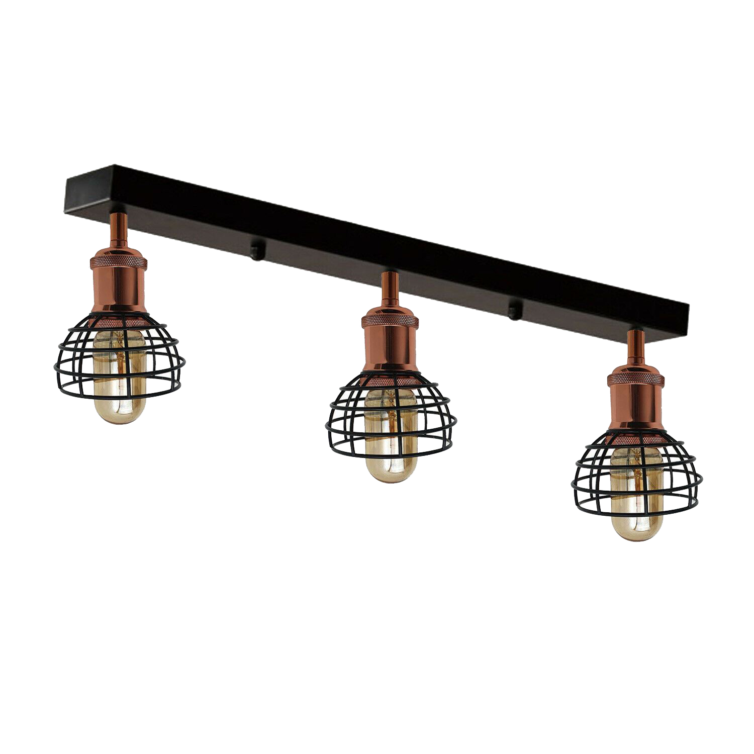 LEDSone Vintage Retro 4 Hoofd Plafond Hanglamp Cluster Licht Fitting Zwart Lange Draad Kooi Lamp Shades, E27 Houder Verlichting Kit