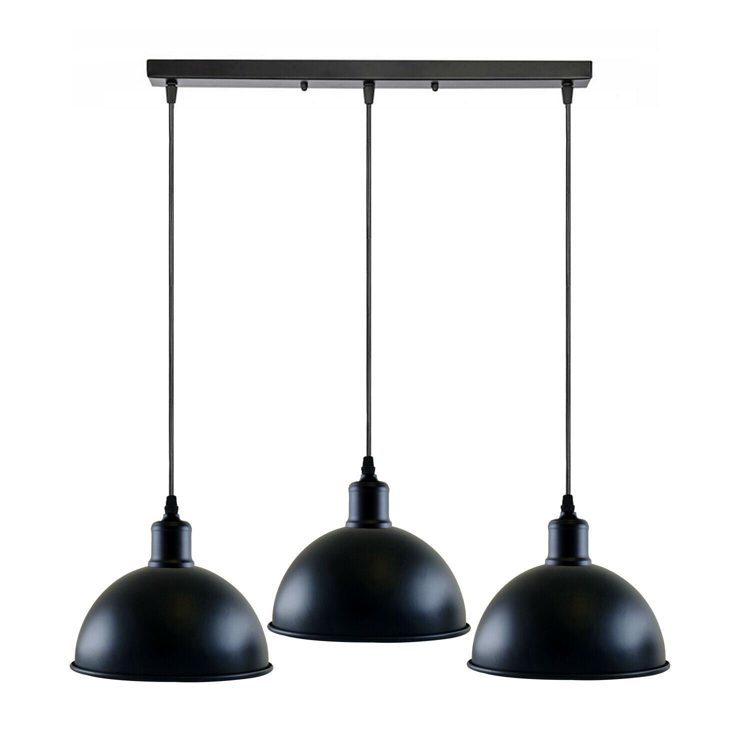 Vintage Industrial 3Head Ceiling Pendant Light Black Hanging Light Metal Dome Shape Shade Indoor Light Fitting~1242 - LEDSone UK Ltd