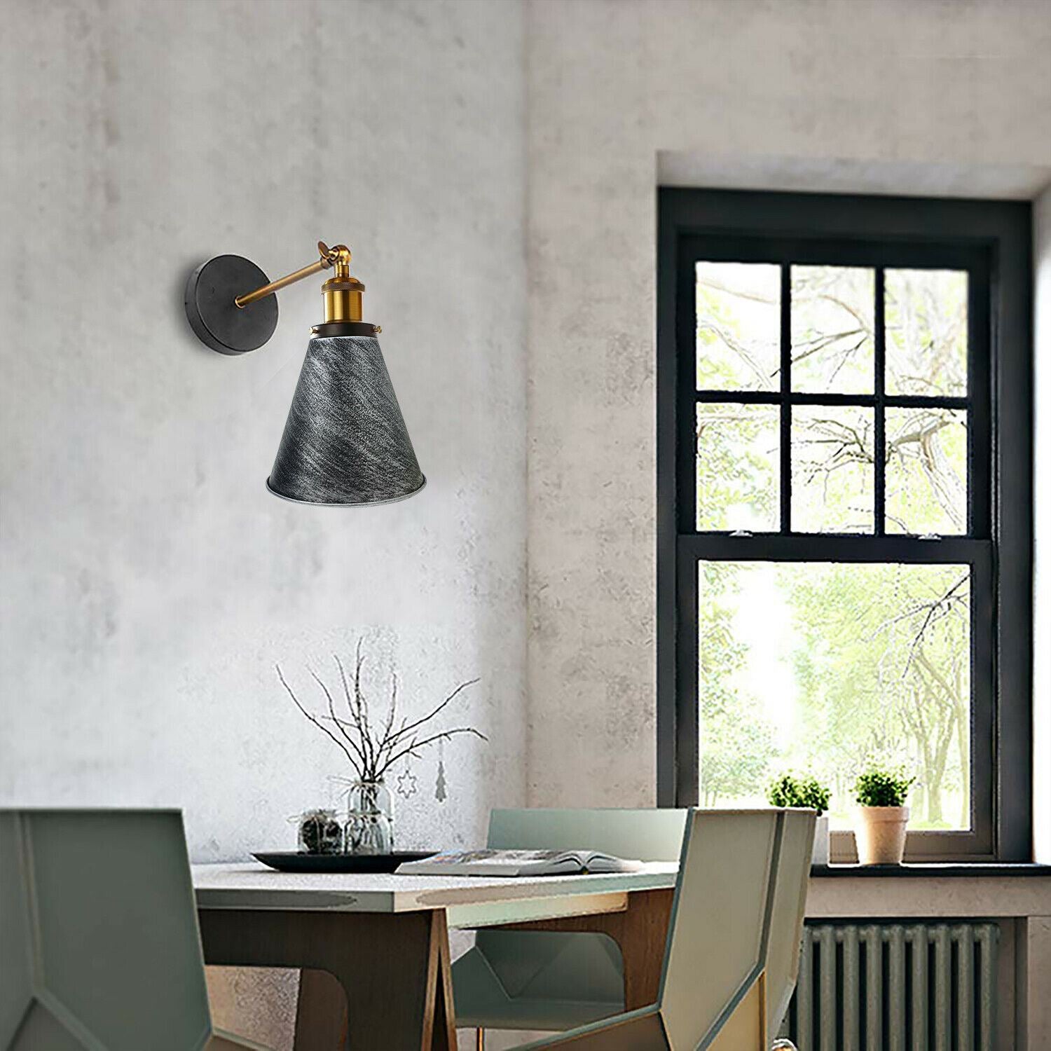 Vintage Industrial Wall Light Fitting Metal Cone Shape Shade Indoor~1173 - LEDSone UK Ltd