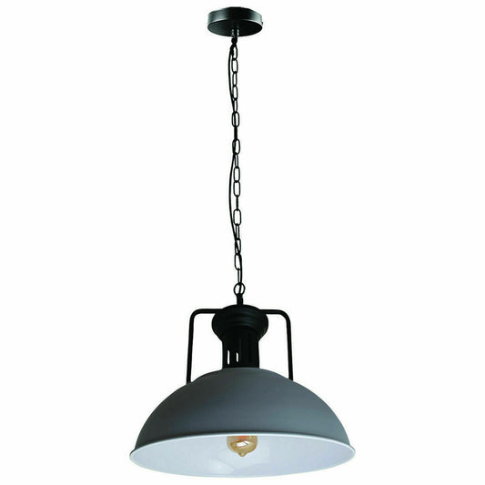 Grey Industrial Metal Ceiling Pendant Shade Modern Hang Retro Pendant Light~3412 - LEDSone UK Ltd