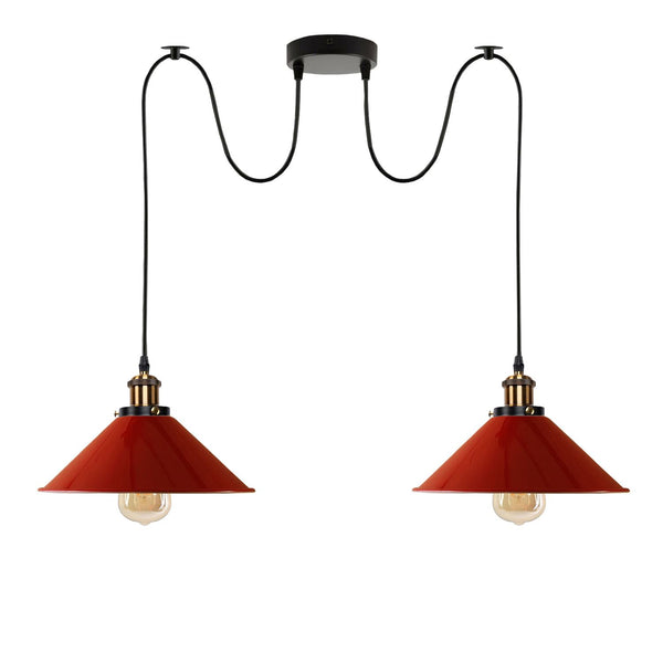2-way Retro Industrial ceiling cable E27 Hanging lamp pendant light~3403 – Red / yes