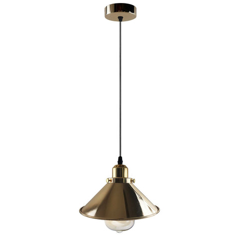 Modern Industrial French Gold Hanging Ceiling Pendant Light Metal Cone Shape Indoor Lighting For Bed Room, Kitchen, Living Room~1171
