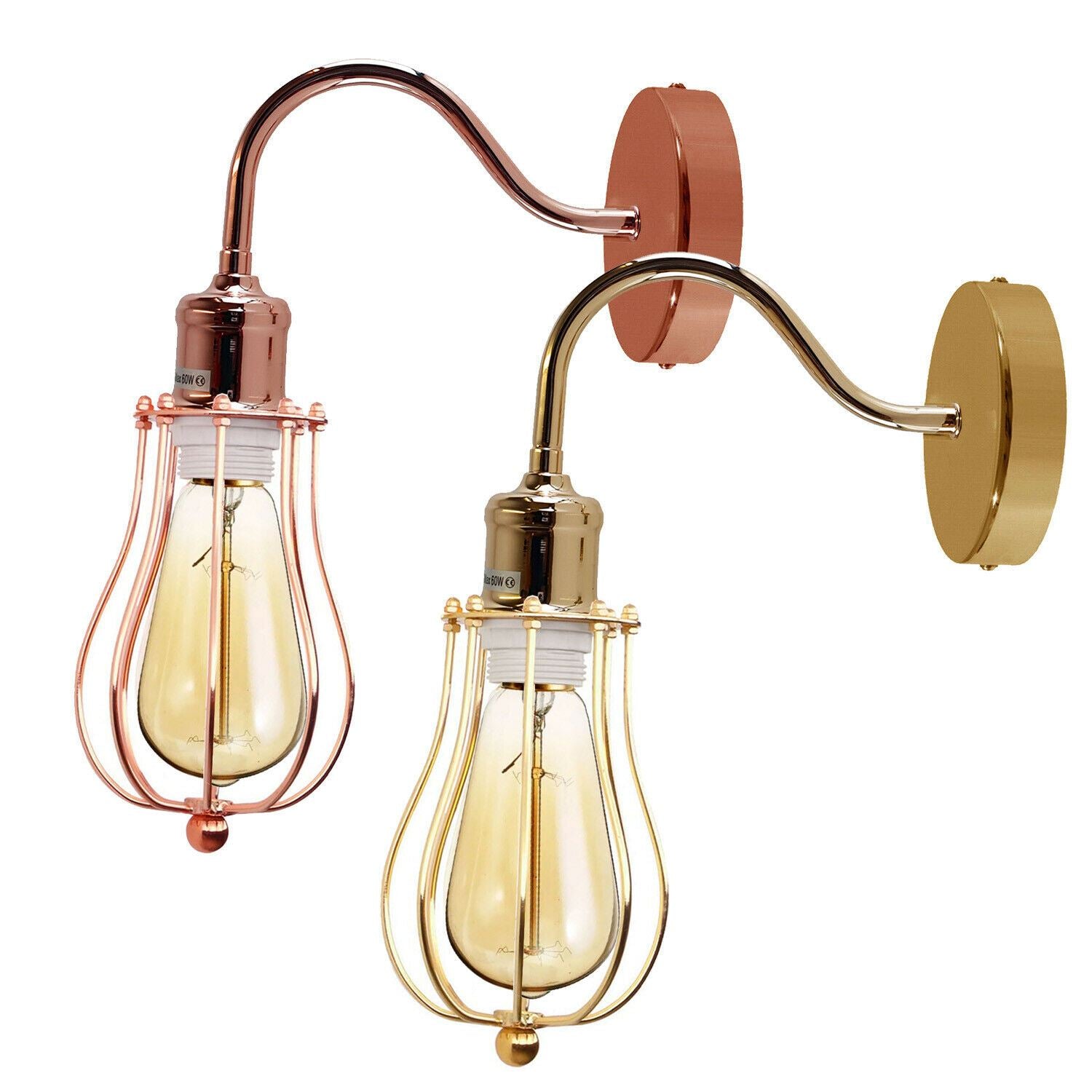Modern Industrial Wall Mounted Light Indoor Rustic Sconce Lamp Fixture Metal Balloon Cage Shade for Bed room, Living Room Kitchen~1189 - LEDSone UK Ltd