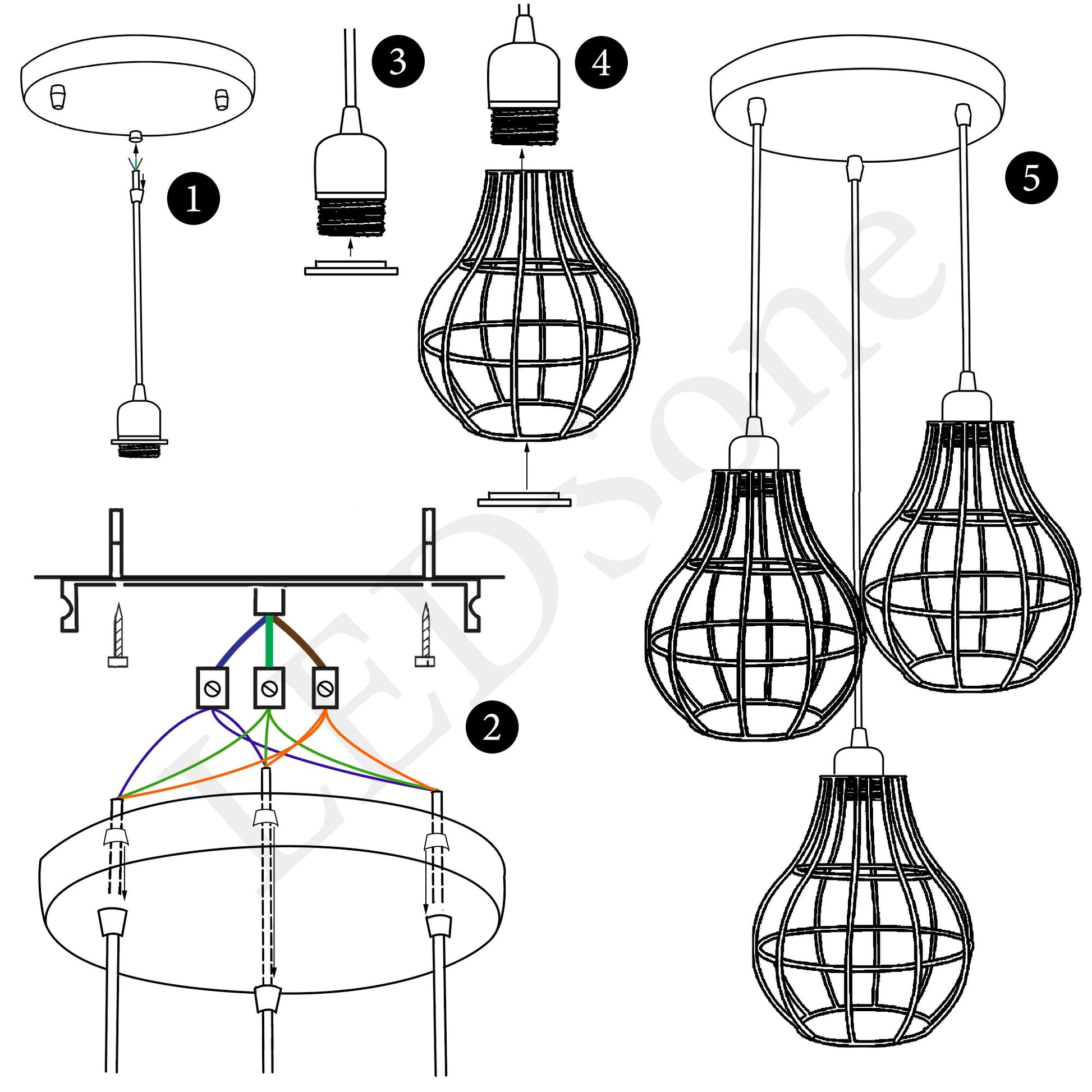 Pendant Light 3 Head Ceiling Lamp