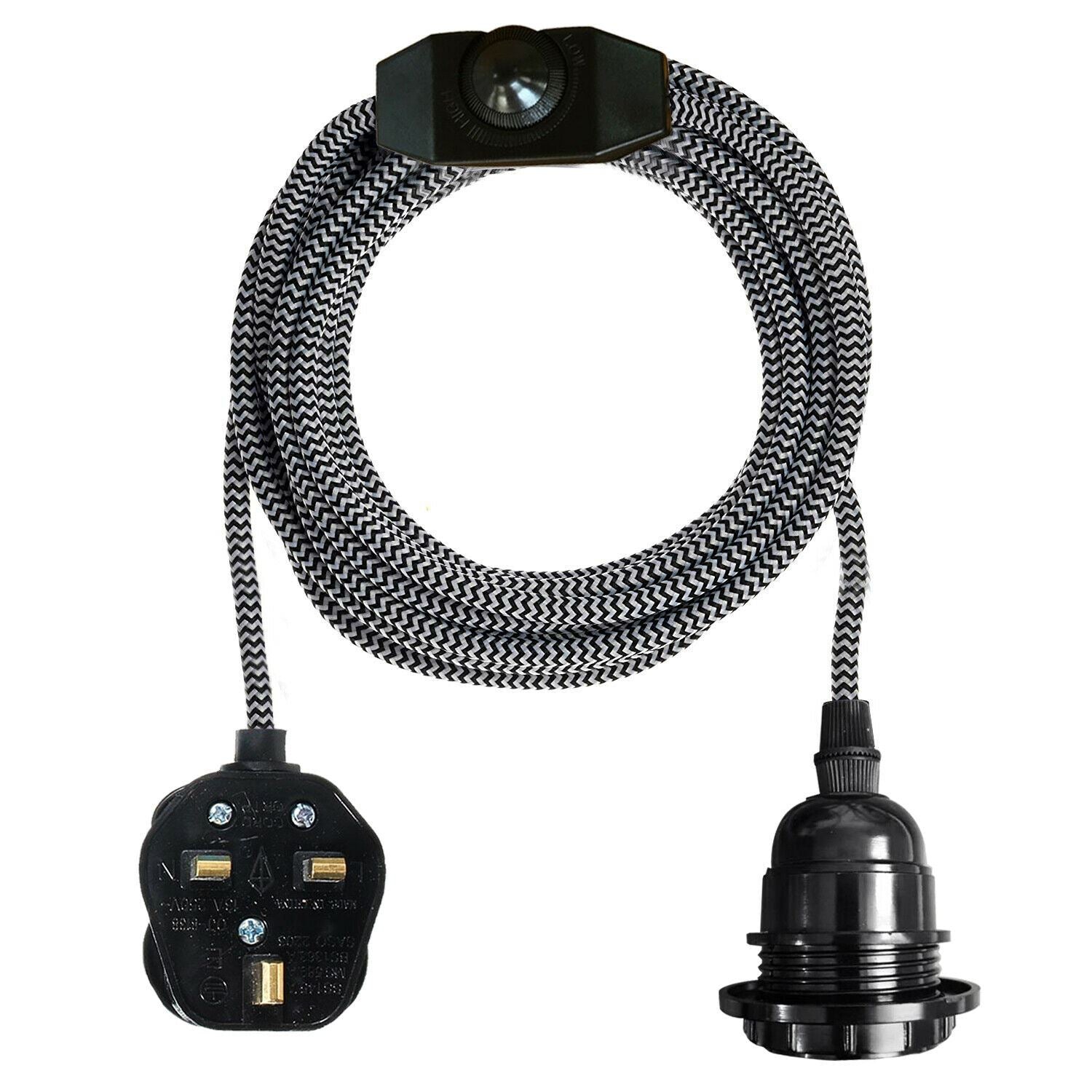 E27 2M Fabric Cable UK Plug in Pendant Lamp Light Set Fitting Vintage Bulb Holder Socket~1267 - LEDSone UK Ltd