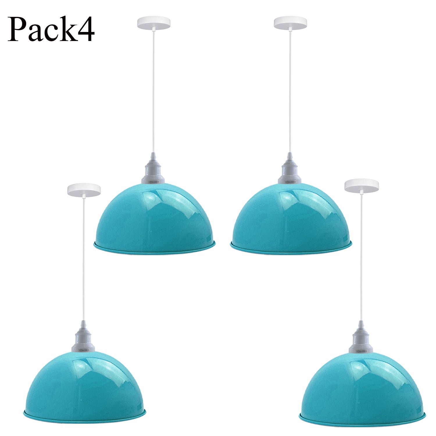 4 Pack Vintage Industrial Ceiling Light Blue Pendant Light Retro Loft Style Metal Shade Lamp~3570 - LEDSone UK Ltd